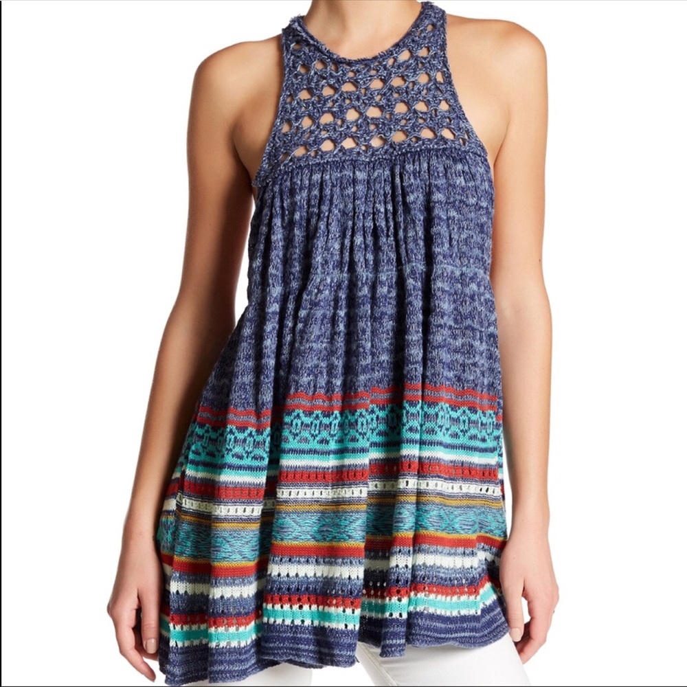 NEW NWOT Free People Blue Rare Heart Tunic